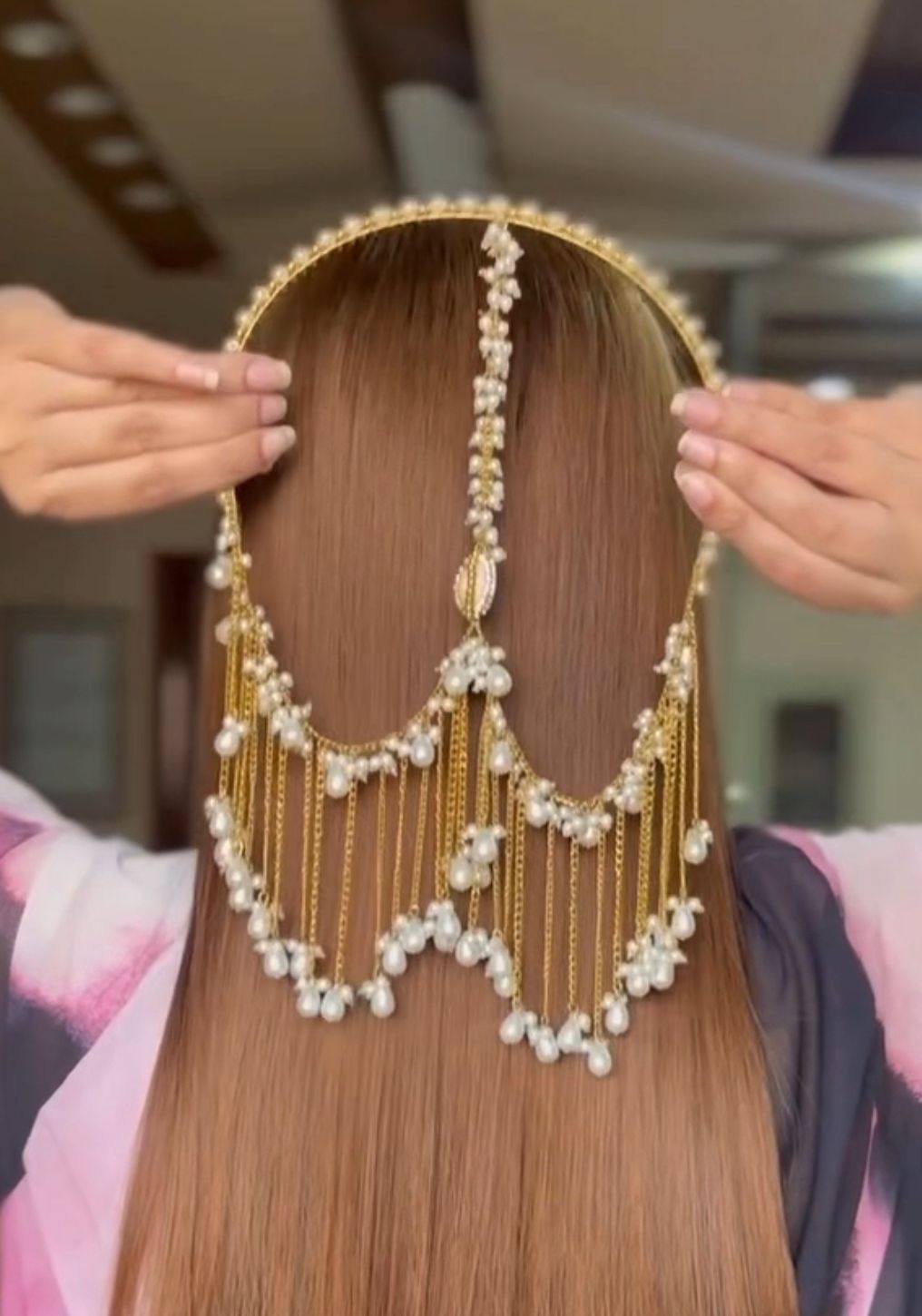 Handmade Gold Plated Pearl Hair Accessory | Traditional Bridal Hair Jewelry