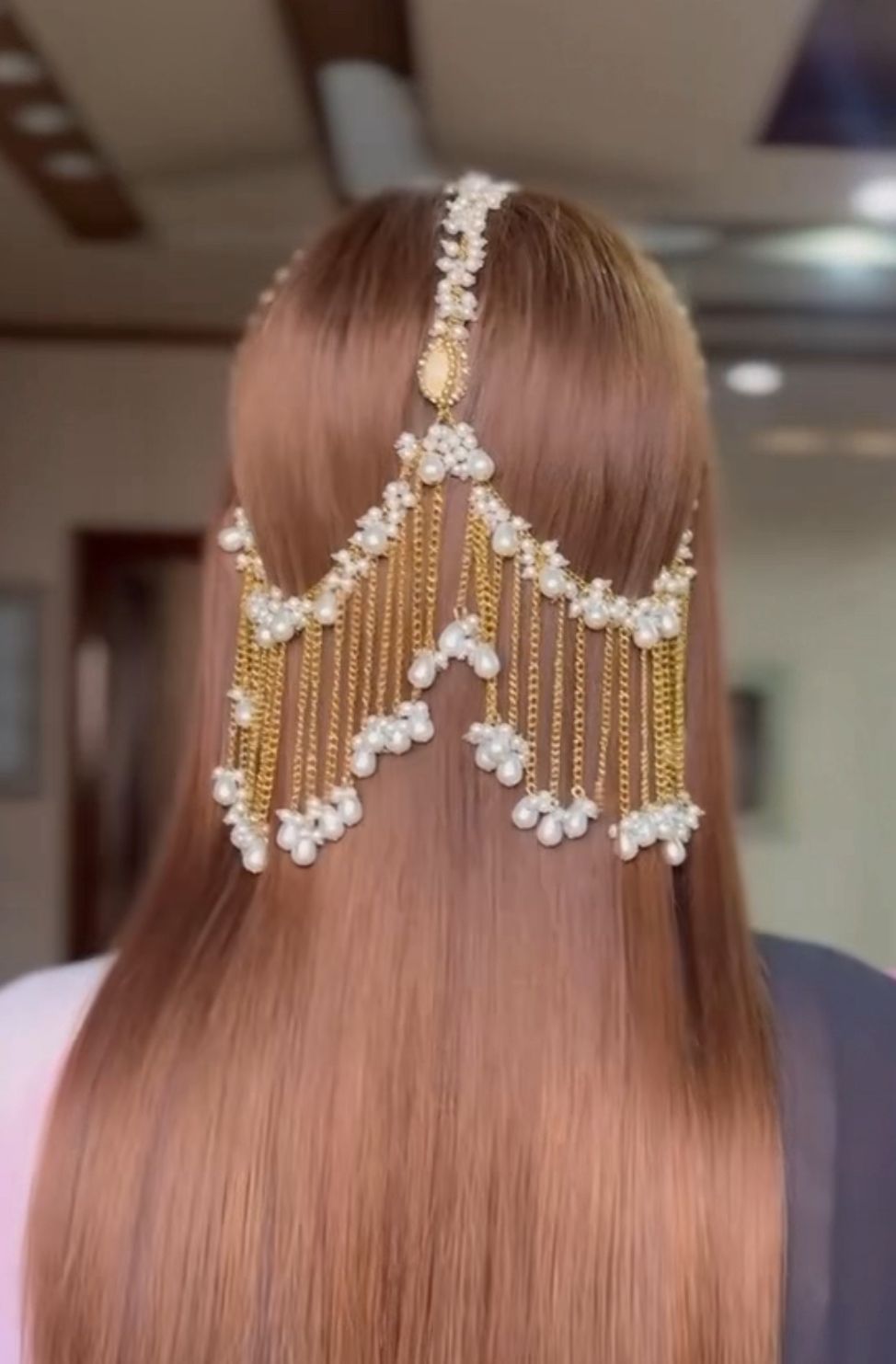 Handmade Gold Plated Pearl Hair Accessory | Traditional Bridal Hair Jewelry